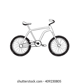 Hand Drawn Bike Icon. Bicycle  Outline Isolated On White Background.