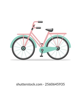 Hand drawn bike isolated on white background. Retro bicycle. Illustration in flat style