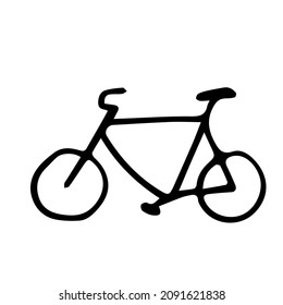 Bicicleta dibujada a mano, un elemento, aislar sobre fondo blanco