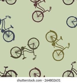 hand drawn bike seamles pattern