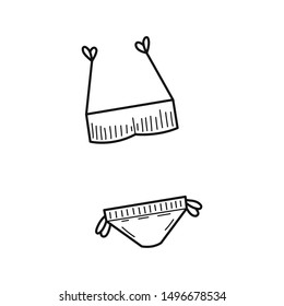 Hand drawn Bikini isolated on a white. Vector illustration.