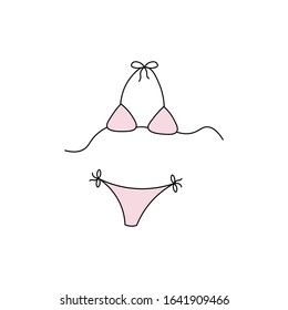 Hand drawn bikini,swimsuit  flat vector icon isolated on a white background.