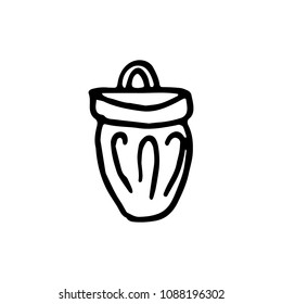 Hand drawn bin doodle icon. Hand drawn black sketch. Sign symbol. Decoration element. White background. Isolated. Flat design. Vector cartoon illustration.