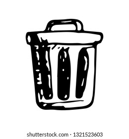 Hand Drawn bin doodle. Sketch style icon. Decoration element. Isolated on white background. Flat design. Vector illustration.