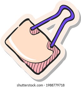 Hand drawn Binder clip icon in sticker style vector illustration