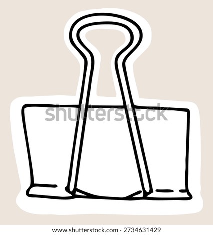 Hand Drawn Binder Clip Icon in Doodle Style
