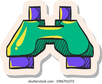 Hand drawn Binocular icon in sticker style vector illustration