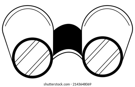 Hand drawn binoculars. Abstract image of the search. Doodle style. Vector.