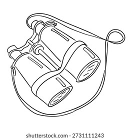Hand drawn binoculars vector illustration in clean outline style isolated on white background. Image represents observation exploration vision and search concept