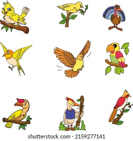 Hand Drawn Bird Cartoon Styles Vector Stock Vector (Royalty Free