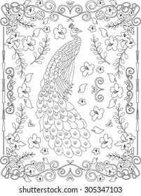 Hand Drawn Bird Coloring Page