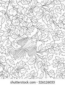 hand drawn bird coloring page