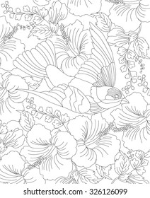 Hand Drawn Bird Coloring Page Stock Vector (Royalty Free) 326126099 ...