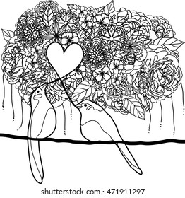 Hand Drawn Bird Coloring Page Stock Vector (Royalty Free) 471911297