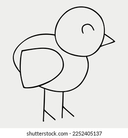 Hand Drawn Bird for colouring book vector illustration