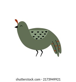 hand drawn bird in flat style. baby illustration