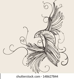 Hand drawn bird illustration. Vector isolated