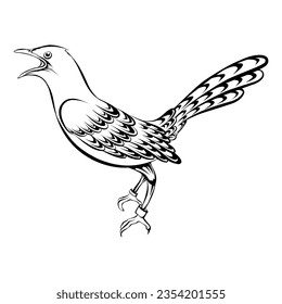 Hand drawn bird line art illustration