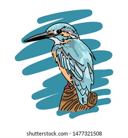 Hand drawn bird logo, vector illustration