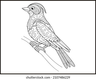 Hand drawn bird mandala coloring page