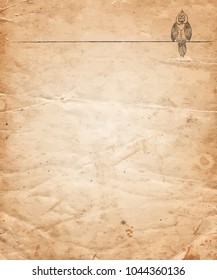 Hand drawn bird on old paper background. Vector illustration