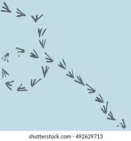 Hand drawn bird paws by brush. Vector background.