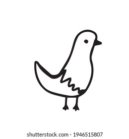 Hand drawn bird pigeon cartoon doodle vector for typography and digital use.