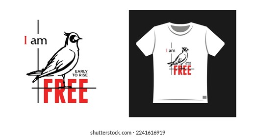 Handgezeichneter Vogel mit Zitaten für Print-Shirt, Vektorgrafik oder Grafikdesign