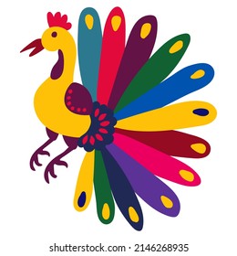 Hand drawn bird. White background, isolate. flat style. vector illustration.	