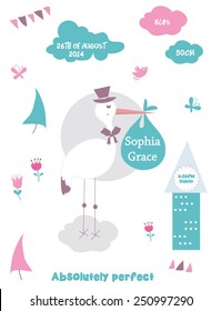 hand drawn birth announcement