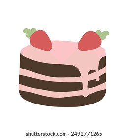 Torta de cumpleaños dibujada a mano para invitaciones, tarjetas y decoración de vacaciones.