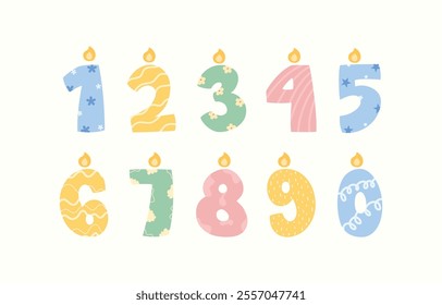 Hand drawn birthday candle number illustration