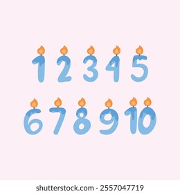 Hand drawn birthday candle numbers collection