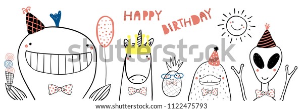 Image Vectorielle De Stock De Carte D Anniversaire Dessinee A La Main