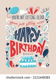 
Hand drawn birthday card with wishes