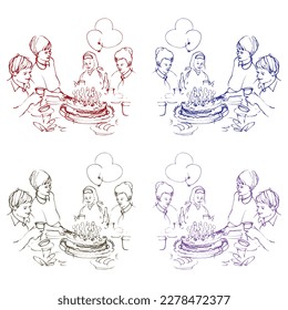 Ilustración del vector de celebración de cumpleaños dibujado a mano
