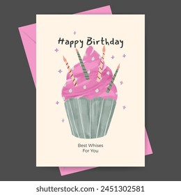 Hand drawn birthday greeting card design