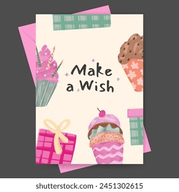 Hand drawn birthday greeting card design