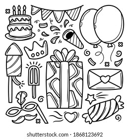 Hand drawn birthday party doodle