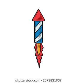 Hand Drawn Birthday Party Illustration Colored - Fireworks