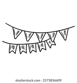 Hand Drawn Birthday Party Illustration Colorless - Decoration