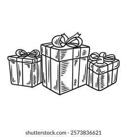 Hand Drawn Birthday Party Illustration Colorless - Gift Box