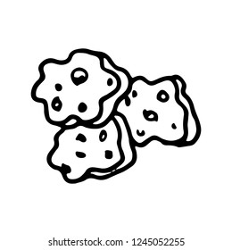 Hand drawn biscuit doodle. Sketch style icon. Decoration element. Isolated on white background. Flat design. Vector illustration.