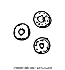 Hand drawn biscuit doodle. Sketch style icon. Decoration element. Isolated on white background. Flat design. Vector illustration.