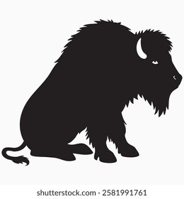 Hand drawn bison animal silhouette