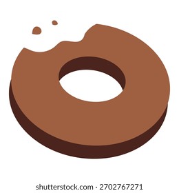 Ilustración de rosquilla de chocolate mordido dibujado a mano