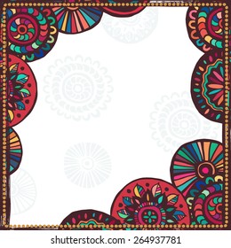 Hand drawn bizarre shabby frame . All objects are conveniently grouped  and are easily editable.