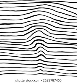 Hand drawn black abstract wave lines. doodles ink brushe. wavy striped. curved horizontal stripes. hand draw wave stripe background
