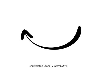 Hand drawn black arrow is pointing down after following a curved path, giving a sense of returning to the starting point