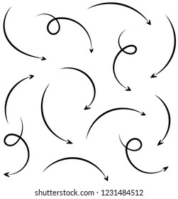 Hand Drawn Black Arrow Set in Doodle Style